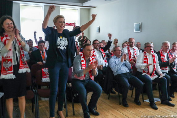 Polska para prezydencka podczas wizyty w Dyneburgu obejrzała mecz Japonia - Polska
