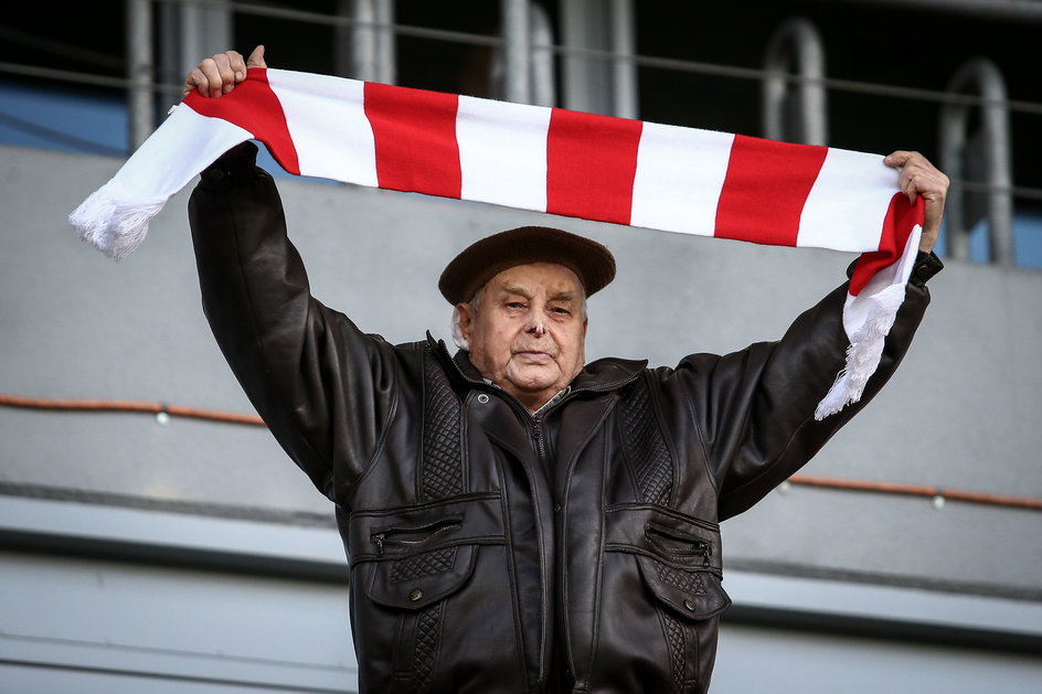 Mieczysław Kolasa na meczu Cracovii.