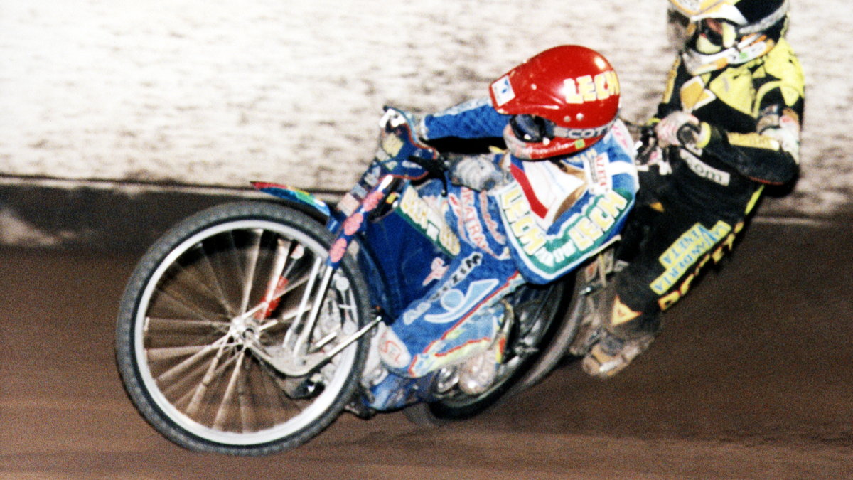 Tomasz Gollob podczas jednego z turniejów Grand Prix w latach 90-tych
