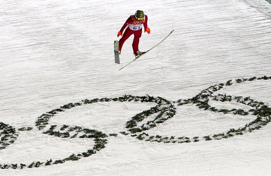 Kamil Stoch podczas sesji treningowej w Soczi.