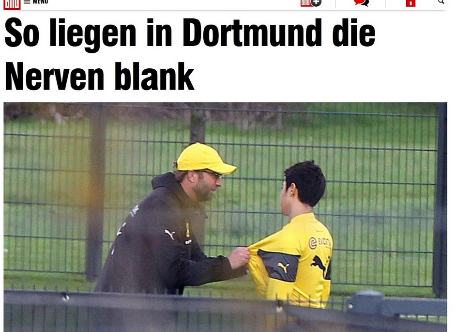 Shinji Kagawa i Juergen Klopp/ Screen/Bild.de