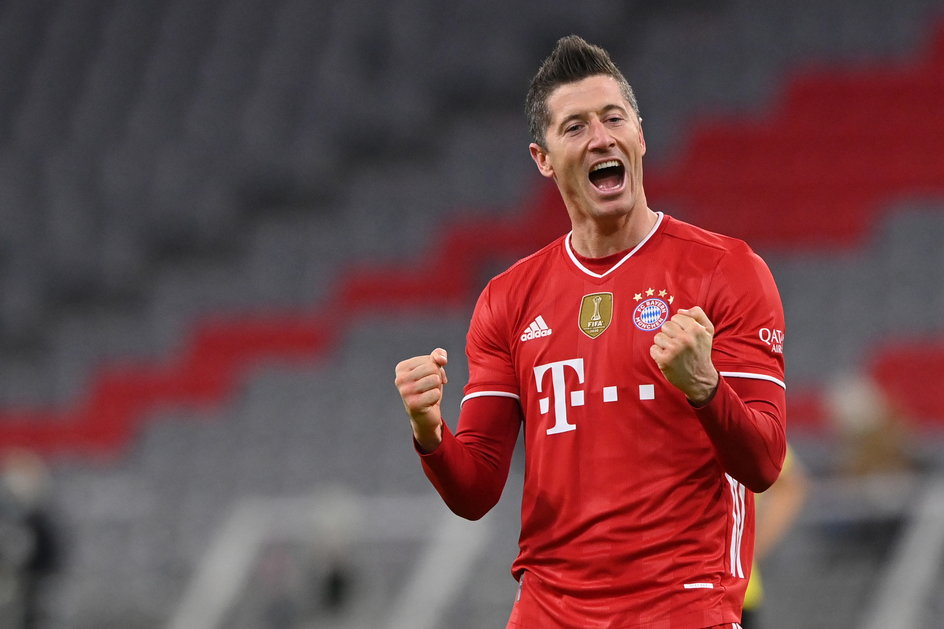 Robert Lewandowski w meczu z Borussią Dortmund