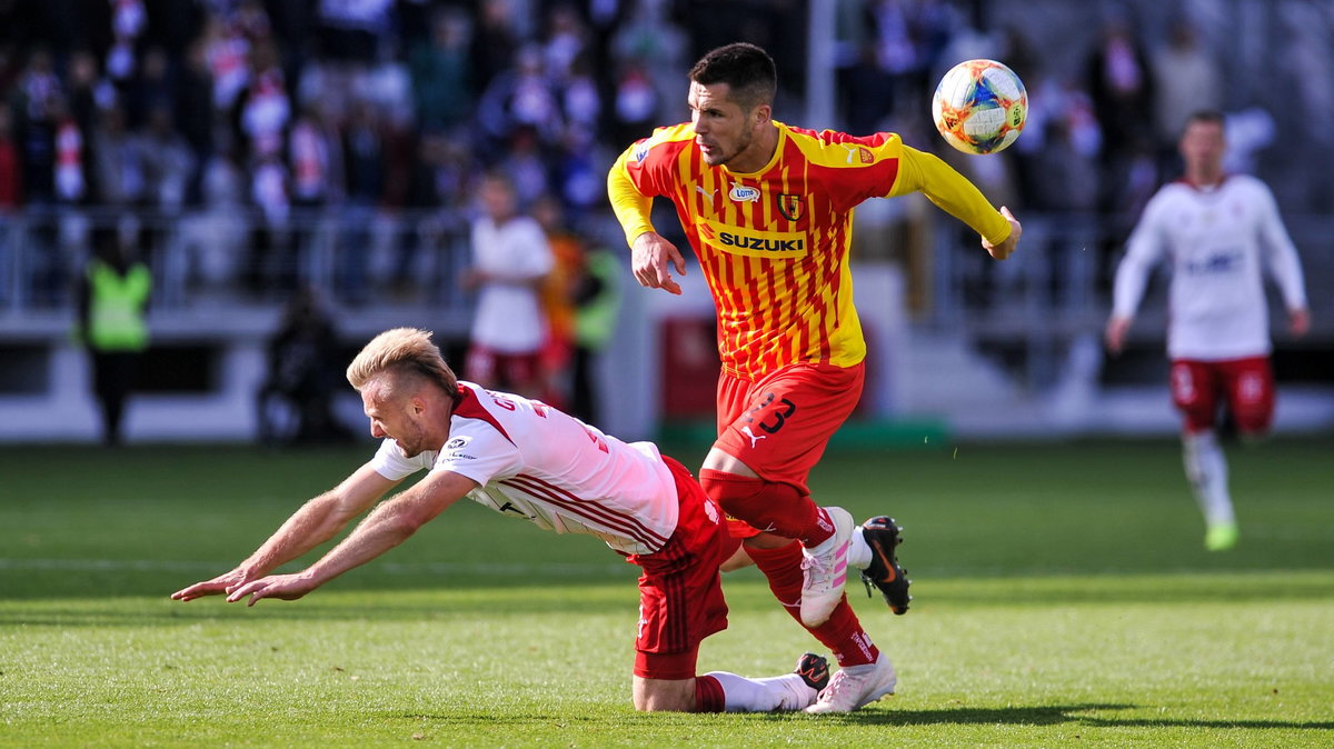 Uroš Duranović (Korona Kielce) i Jan Grzesik (ŁKS Łódź)