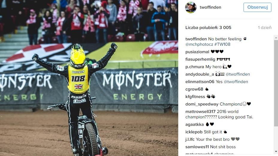 Tai Woffinden po zwycięstwie w Warszawie