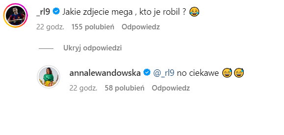 Robert Lewandowski komentuje wpis żony