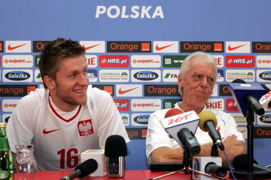 Jakub Błaszczykowski i Leo Beenhakker. (24.03.2009 r.).