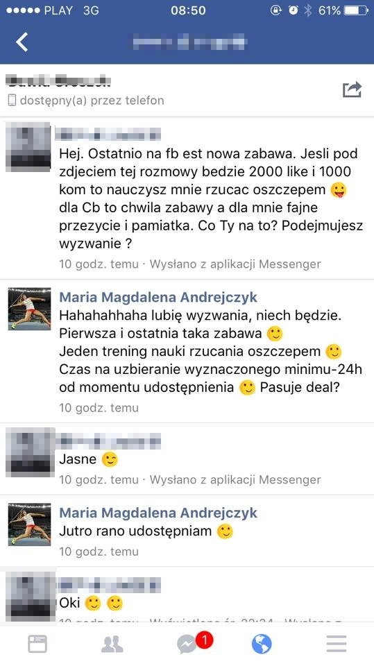 Screen z profilu Marii Andrejczyk na Facebooku