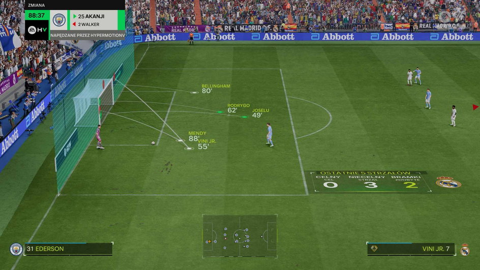 W EA Sports FC 24 niektóre statystyki pokazują się "na żywo" w trakcie meczu