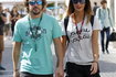 McLaren Formula One driver Fernando Alonso of Spain and Lara Alvarez arrive at Yas Marina circuit before the start of the Abu Dhabi Grand Prix