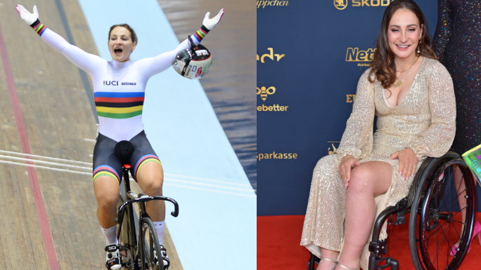 Kristina Vogel na rowerze i wózku