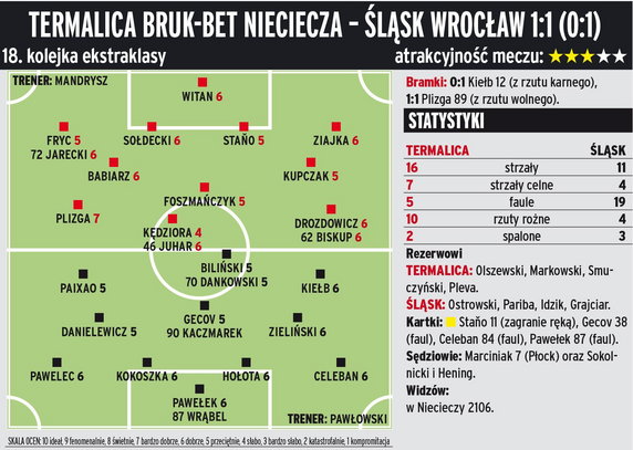 Termalica Bruk-Bet Nieciecza - Śląsk Wrocław 1:1 (0:1) 