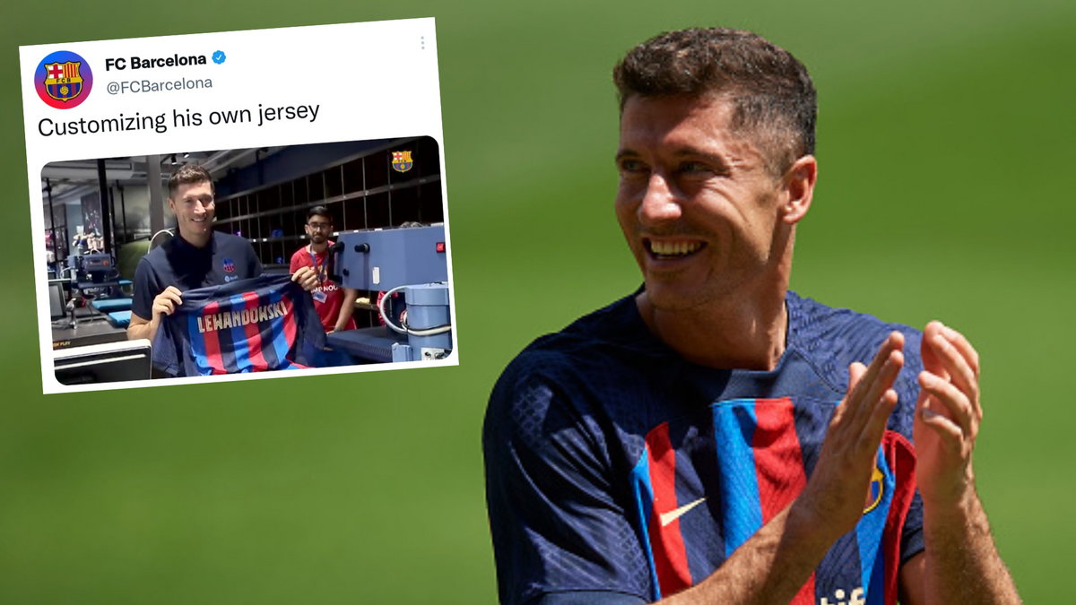 Robert Lewandowski sam nadrukował sobie napis na koszulkę FC Barcelony (Fot. FCBarcelona/Twitter)