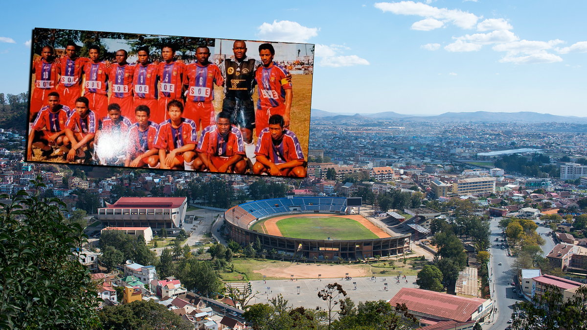SOE Antananarywa na tle stadionu w stolicy Madagaskaru