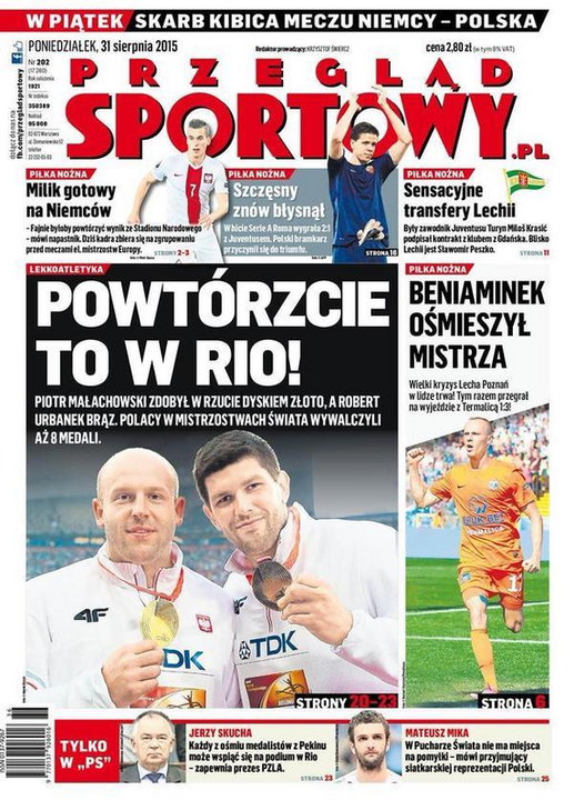 okładka "Przeglądu Sportowego" 31 sierpnia 2015