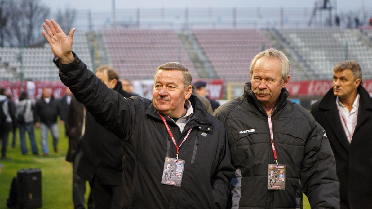 Wiesław Wraga i Krzysztof Kamiński na stadionie Widzewa