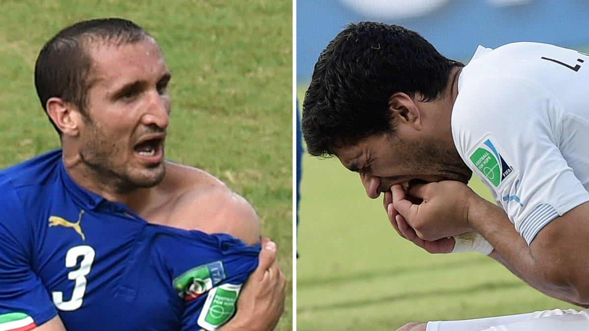 Giorgio Chiellini (z lewej) i Luis Suarez