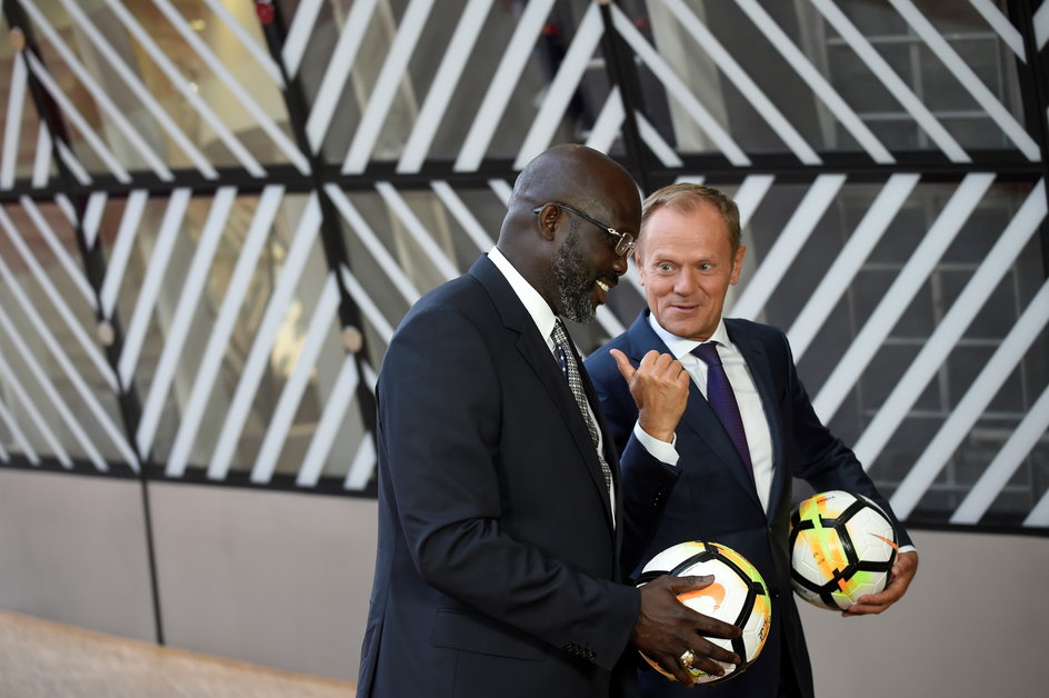 Donald Tusk i George Weah