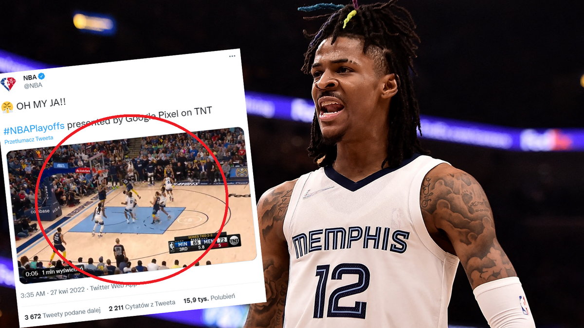 Ja Morant z Memphis Grizzlies popisał się fantastycznym wsadem w meczu z Minnesota Timberwolves (twitter.com/NBA)