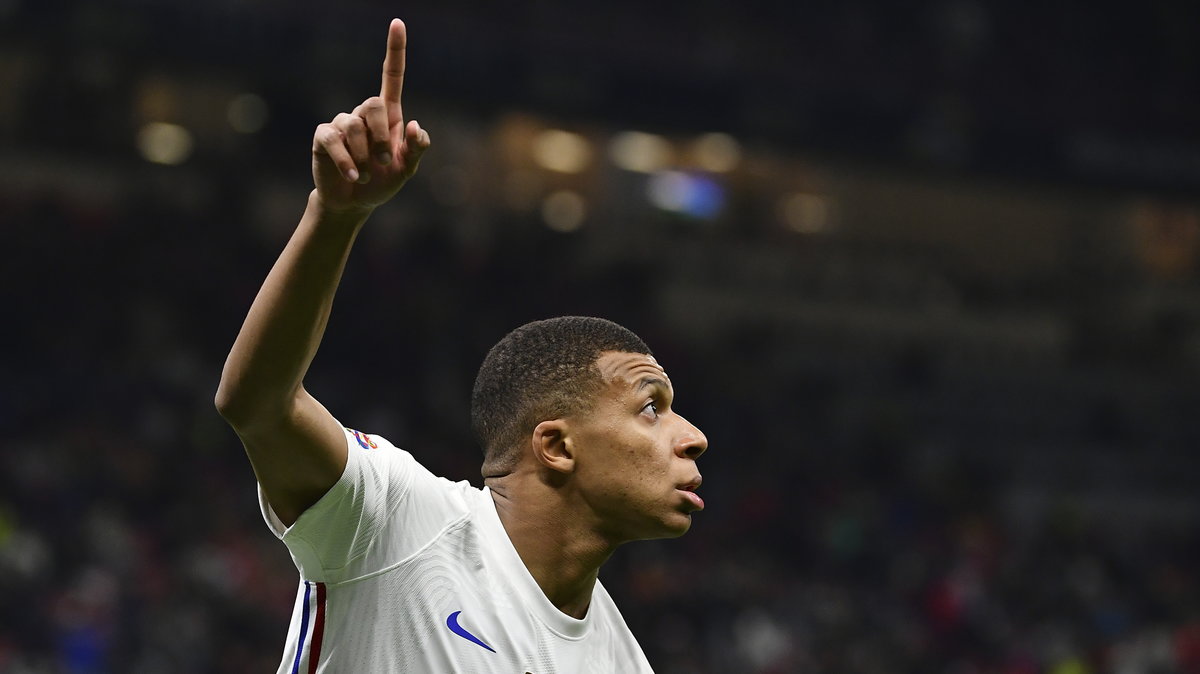 Kylian Mbappe po strzeleniu gola dla Francji w finale Ligi Narodów