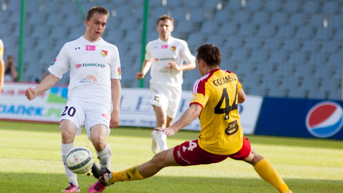 Paweł Golański w meczu z Jagiellonią Białystok