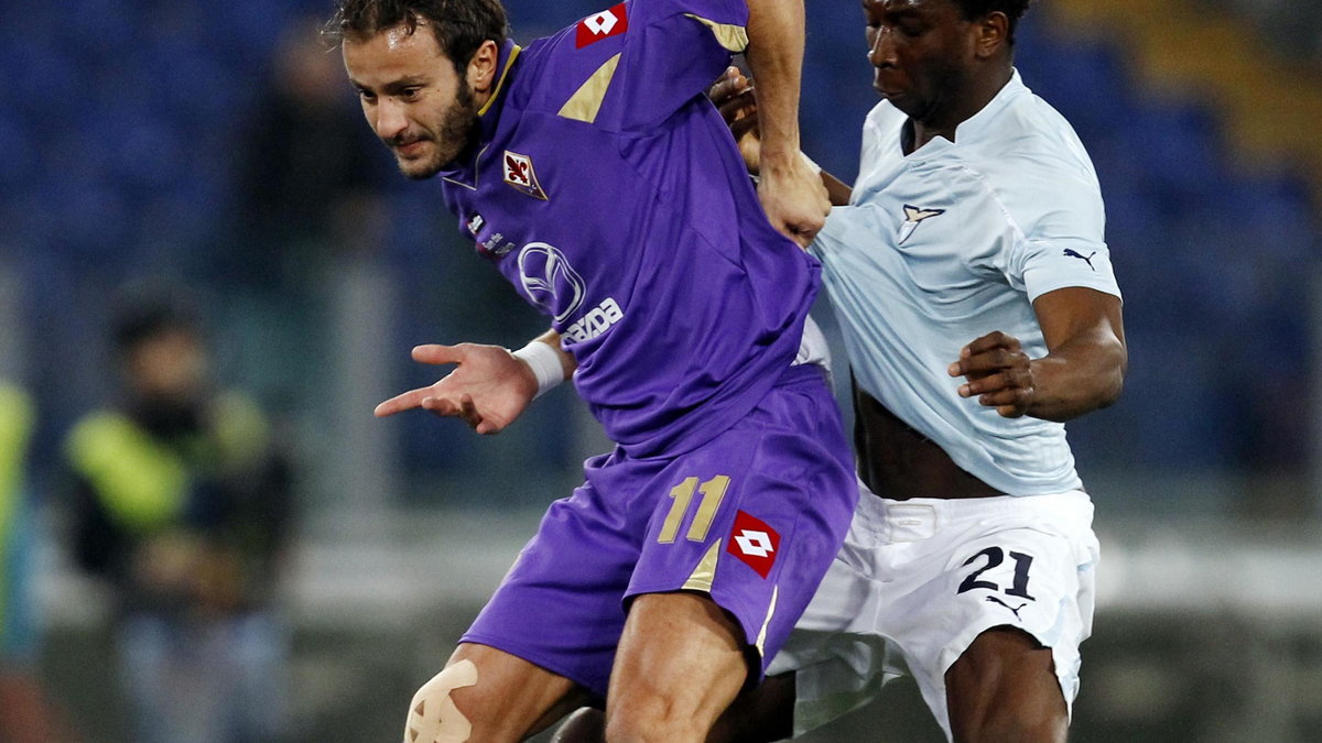 Alberto Gilardino (L) jeszcze w barwach Fiorentiny