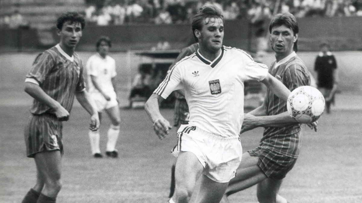 Dariusz Marciniak (w środku) w meczu Polska - Dukla Bańska Bystrzyca 4:1 (Rybnik, 17.07.1987)