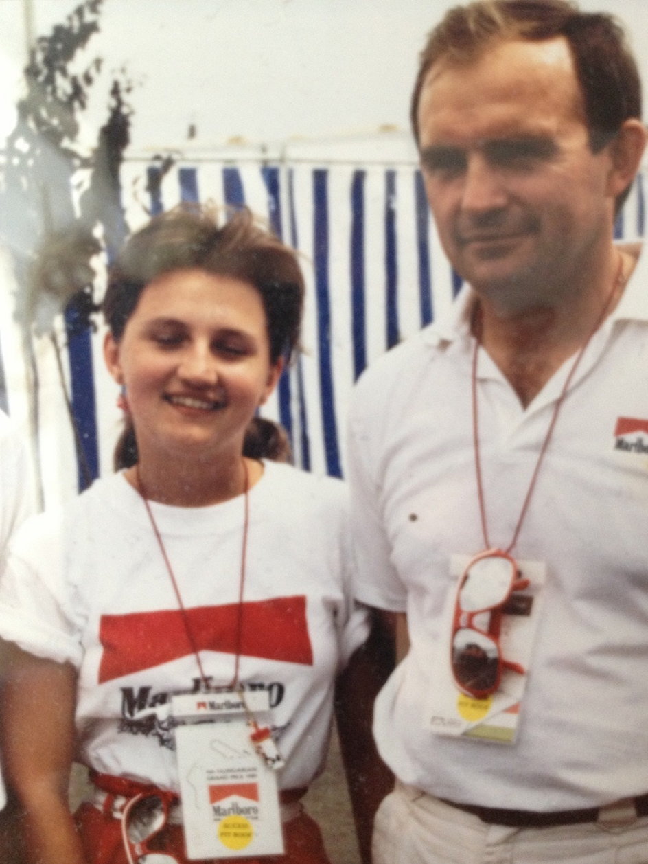 Beata Bublewicz z tatą Marianem podczas GP Węgier (1989 r.)
