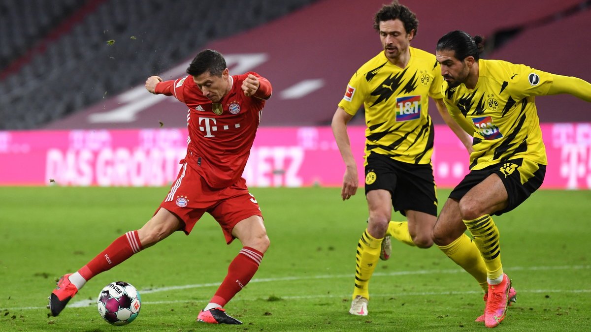 Robert Lewandowski w meczu z Borussią Dortmund