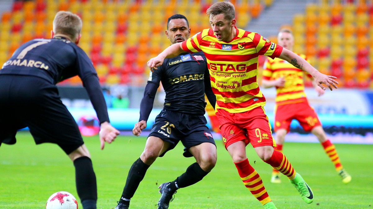 Pilka nozna. Ekstraklasa. Jagiellonia Bialystok - Cracovia. 15.04.2017