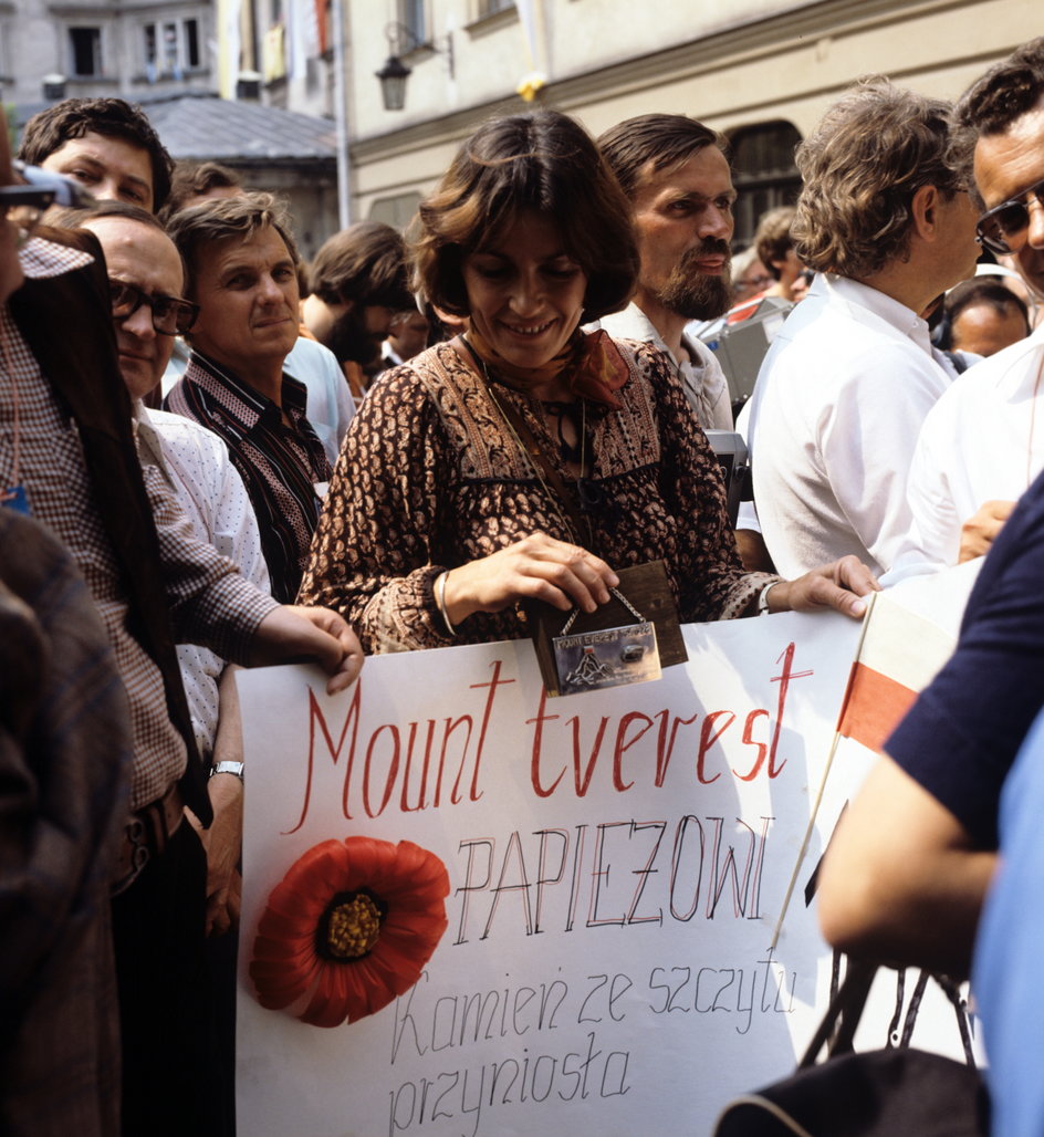 Wanda Rutkiewicz podczas pielgrzymki Jana Pawła II do Polski w 1979 r.