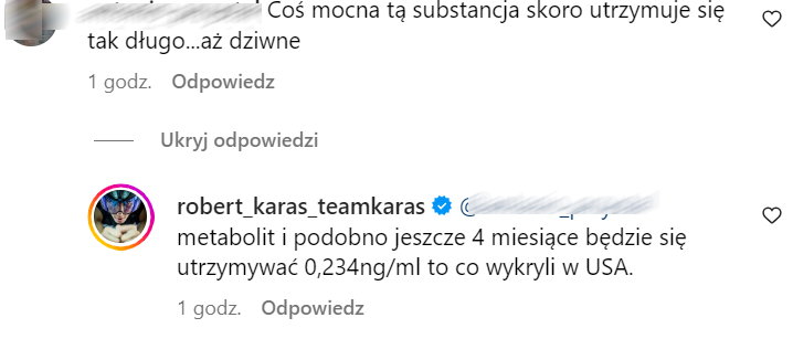 Robert Karaś o niedozwolonej substancji w jego organizmie