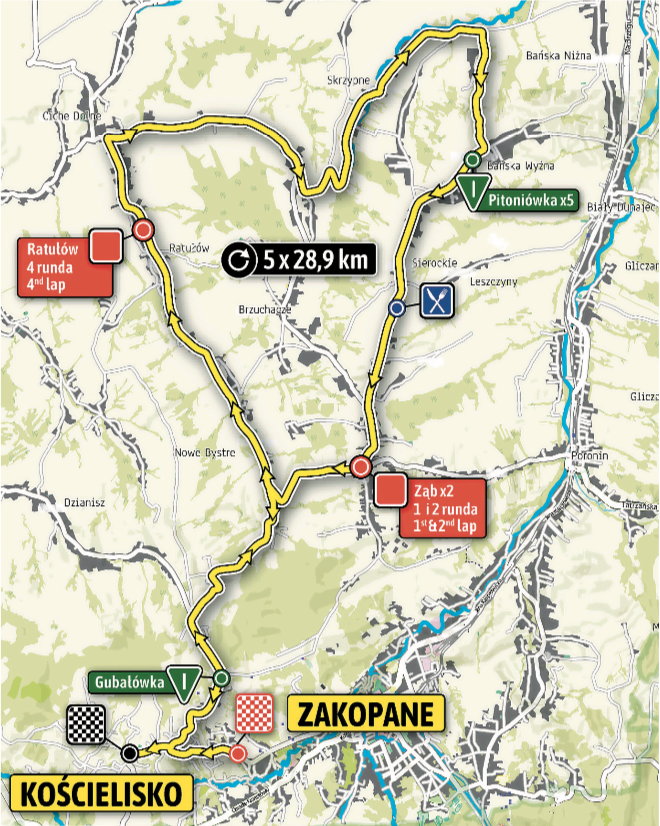 Trasa 6. etapu Tour de Pologne 2019
