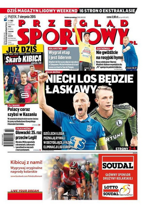 okładka "Przeglądu Sportowego" 7 sierpnia 2015