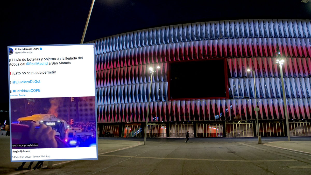 Przed dojazdem na stadion San Mames w Bilbao autokar Realu został obrzucony różnymi przedmiotami