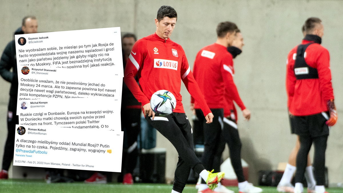 Robert Lewandowski podczas treningu reprezentacji Polski. Zdjęcie z 11 listopada 2021 r.