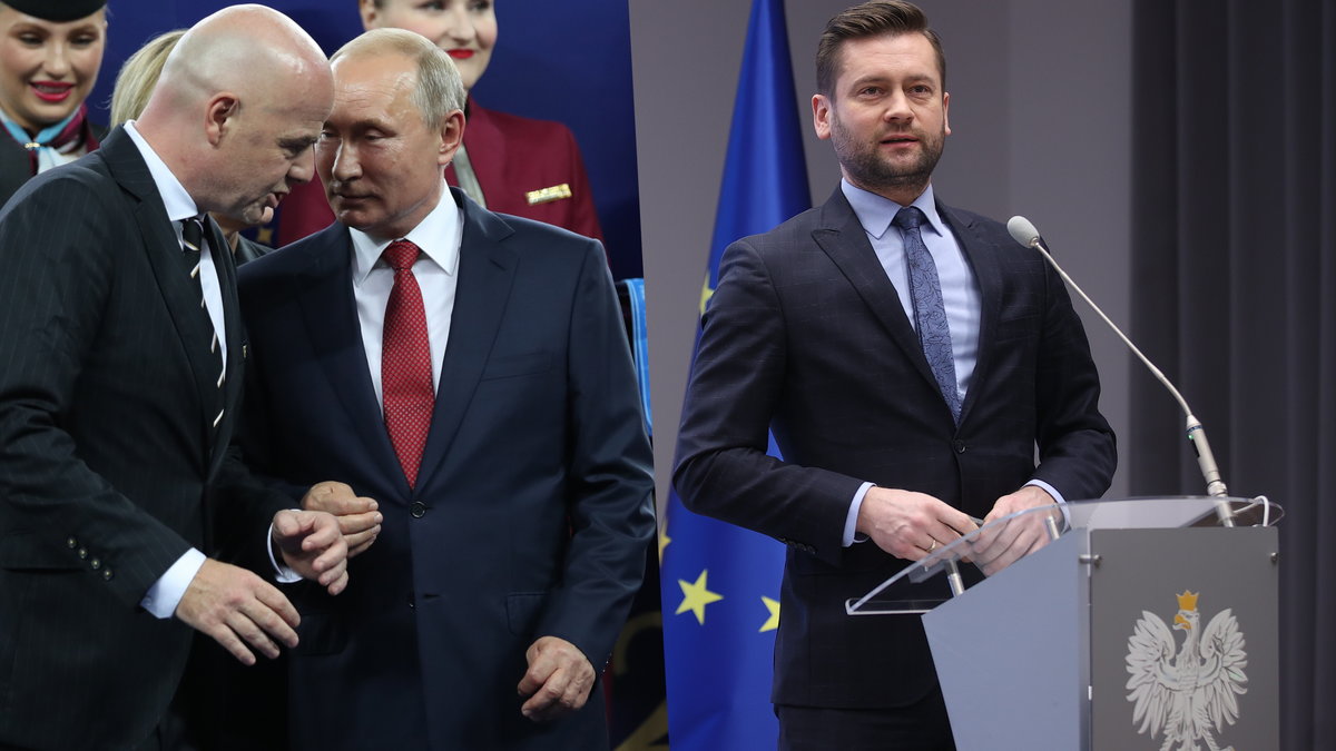 Gianni Infantino, Władimir Putin i Kamil Bortniczuk