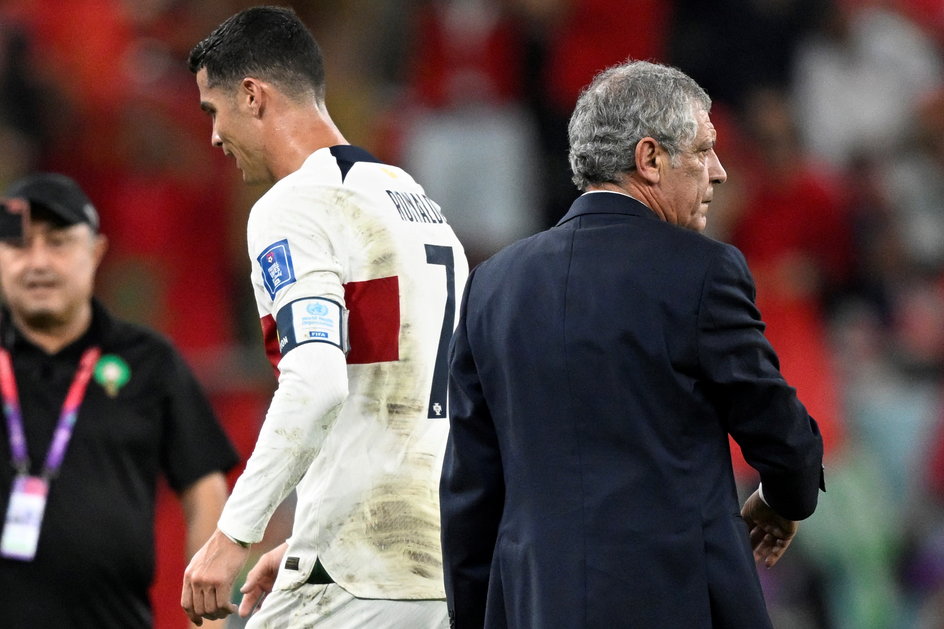 Cristiano Ronaldo i Fernando Santos po porażce z Marokiem
