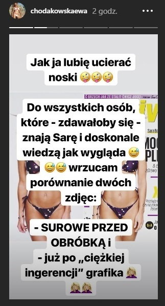 Wpis Ewy Chodakowskiej na Instastories