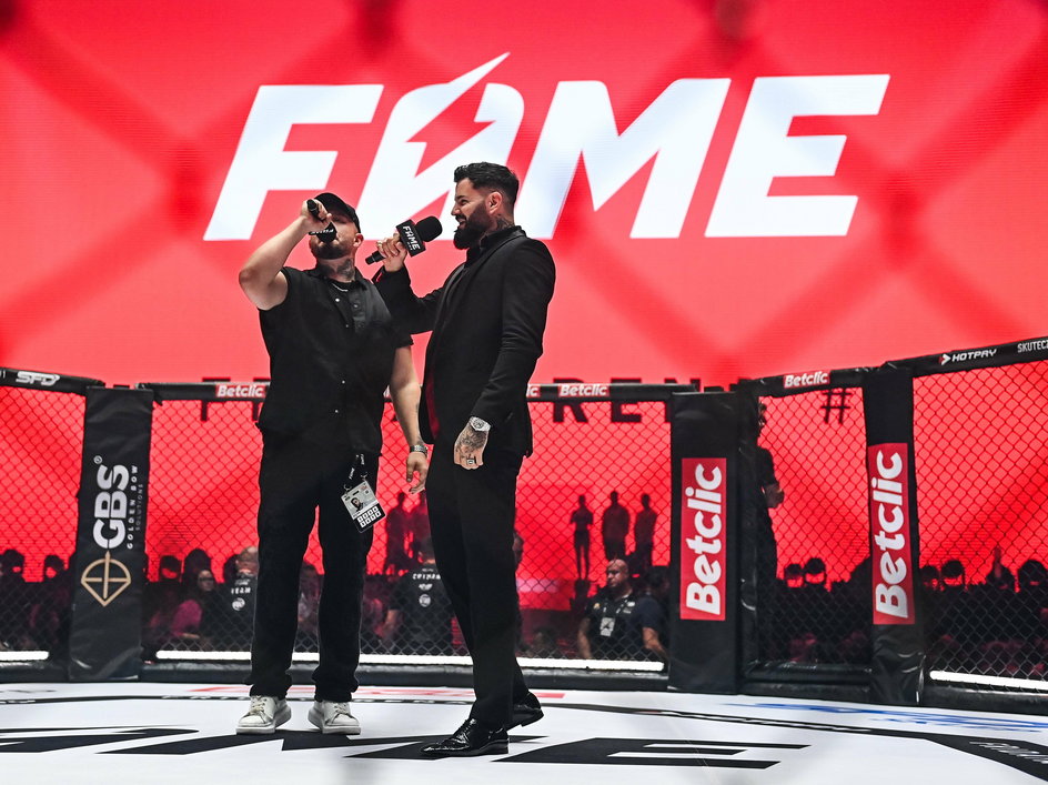 Współwłaściciele Fame MMA: Michał "Boxdel" Baron oraz Wojciech Gola podczas Fame Friday Arena 1 we Wrocławiu