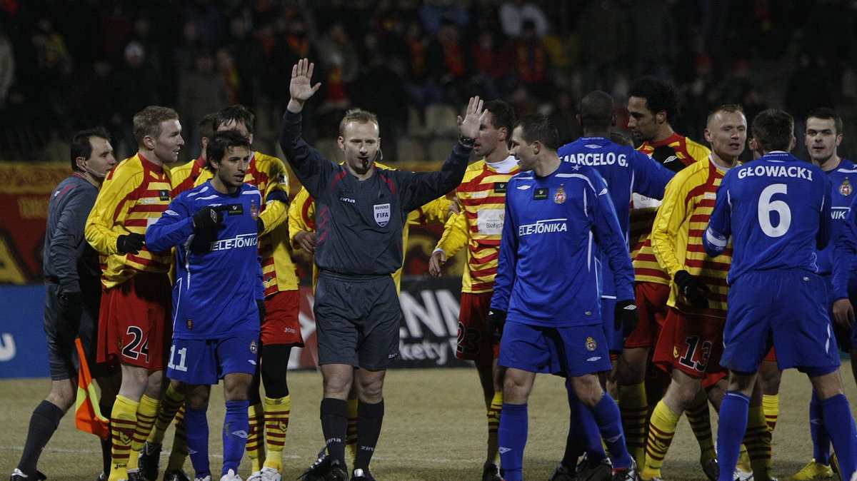 Marcin Borski (c) podczas meczu Wisła - Jagiellonia