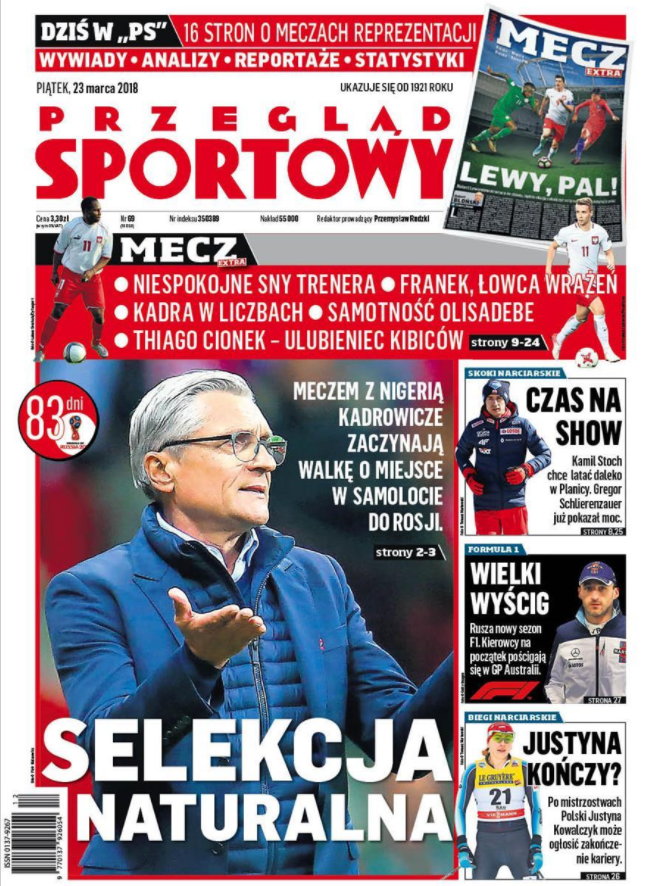 Okładka "Przeglądu Sportowego" na piątek 23. marca