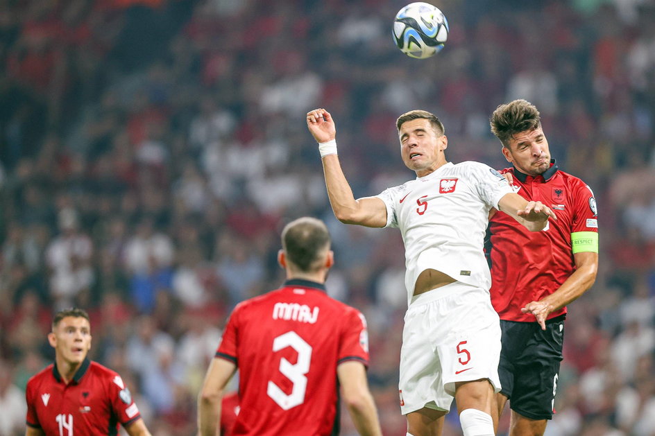 Jan Bednarek w meczu Albania - Polska