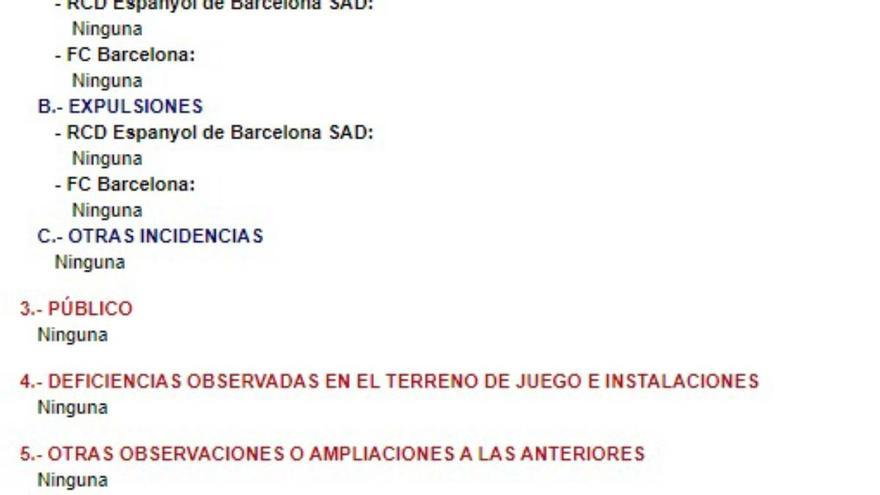 Raport sędziego po meczu Espanyol - FC Barcelona