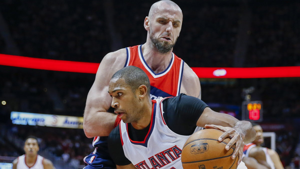 Marcin Gortat podczas meczu z Atlanta Hawks