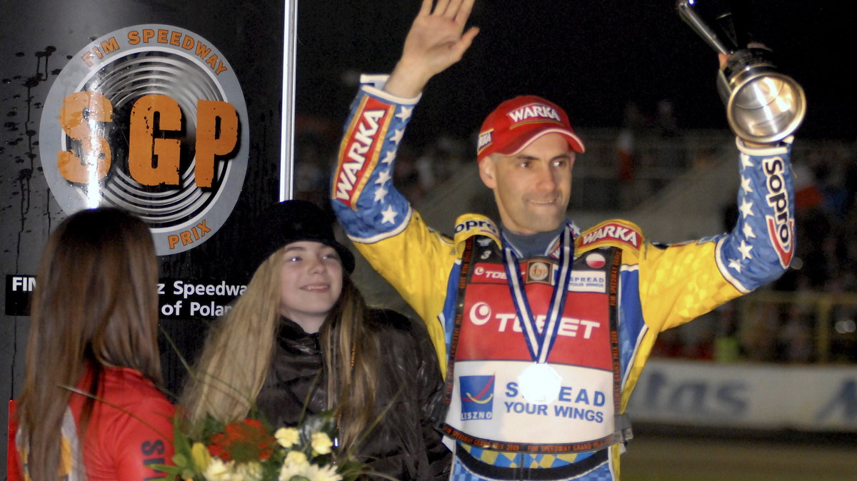 Tomasz Gollob na podium Grand Prix w Budgoszczy