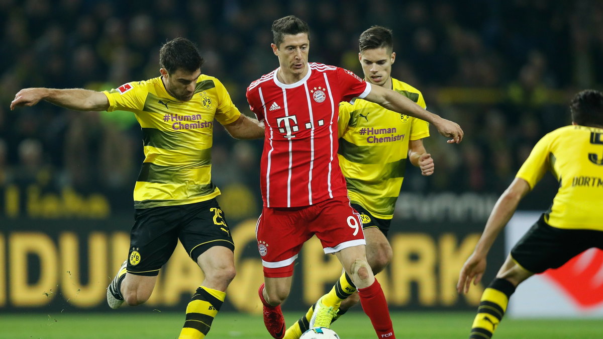 Robert Lewandowski w meczu z Borussią Dortmund