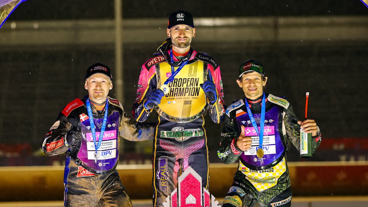 Podium ubiegłorocznego SEC. Od lewej: Leon Madsen, Mikkel Michelsen i Janusz Kołodziej