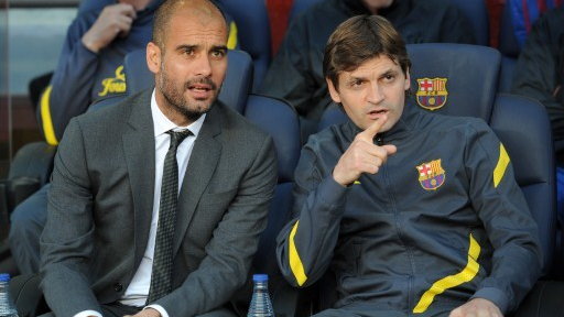 Josep Guardiola (L) i Tito Vilanova