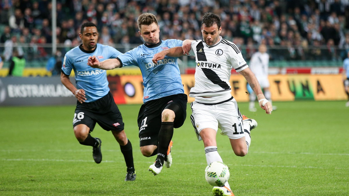 Pilka nozna. Ekstraklasa. Legia Warszawa - Cracovia Krakow. 22.04.2016