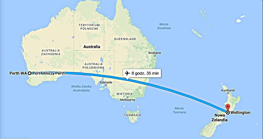 Trasa Perth - Wellington